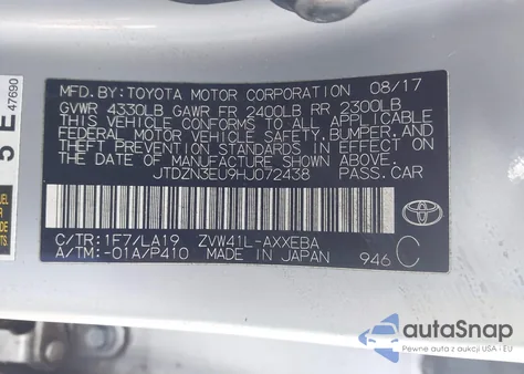 2017 Toyota Prius V Five from USA, damaged, VIN JTDZN3EU9HJ072438